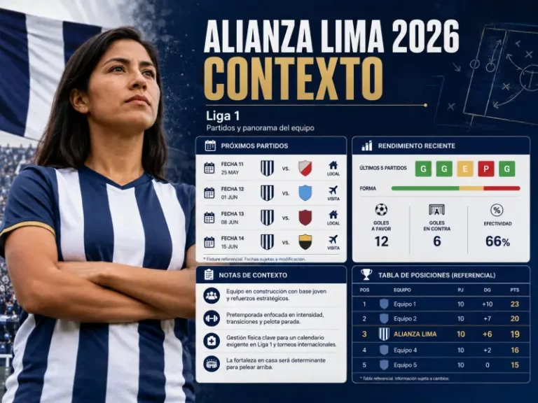 Contexto de Alianza Lima en 2026 para revisar sus partidos de Liga 1