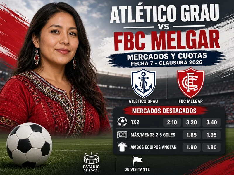 Atlético Grau vs FBC Melgar con mercados y cuotas de la Fecha 7 del Clausura 2026