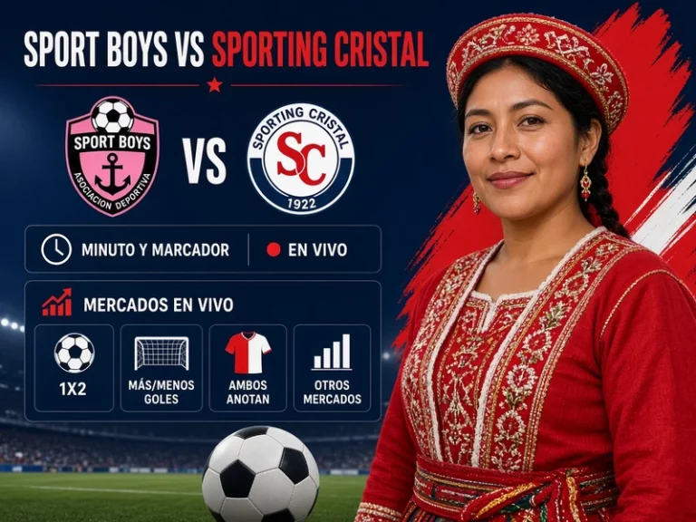 Sport Boys vs Sporting Cristal con minuto marcador y mercados de apuestas en vivo