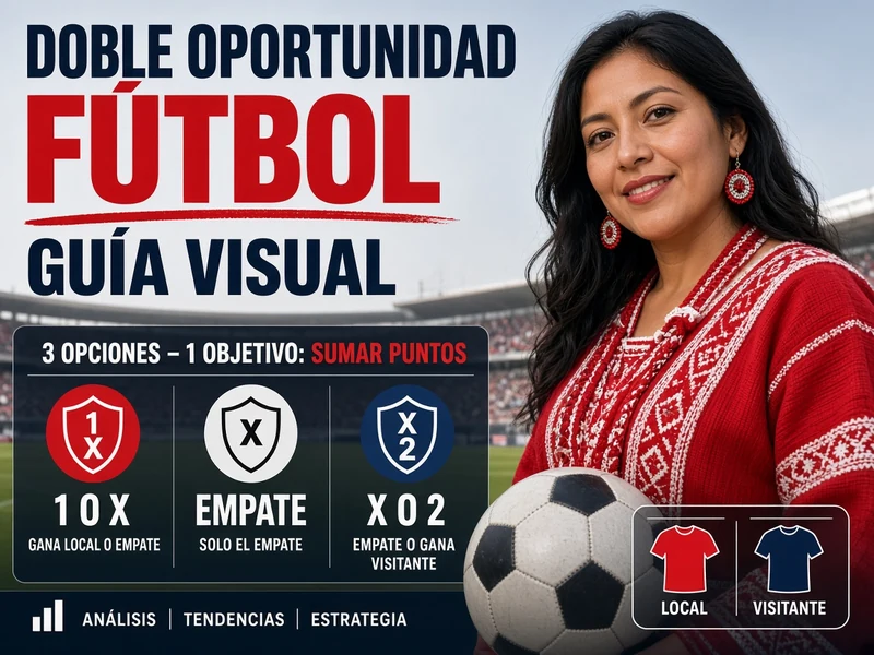 Doble oportunidad fútbol con guía visual de las tres opciones disponibles