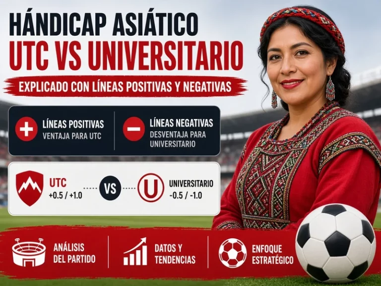 Hándicap asiático UTC vs Universitario explicado con líneas positivas y negativas
