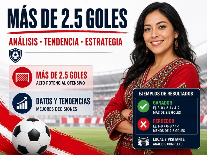 Más de 2.5 goles con ejemplo de resultados ganadores y perdedores