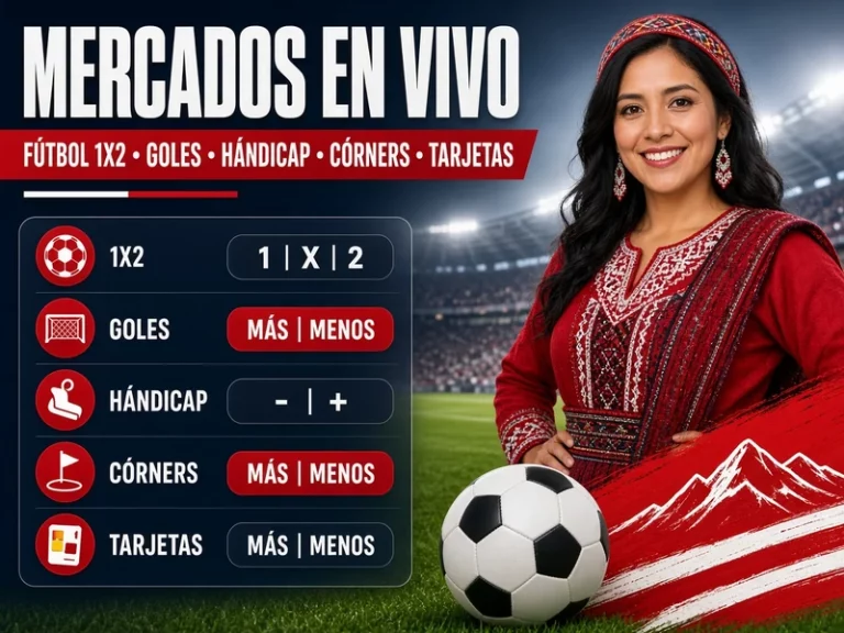 Mercados en vivo de fútbol con 1X2 goles hándicap córners y tarjetas