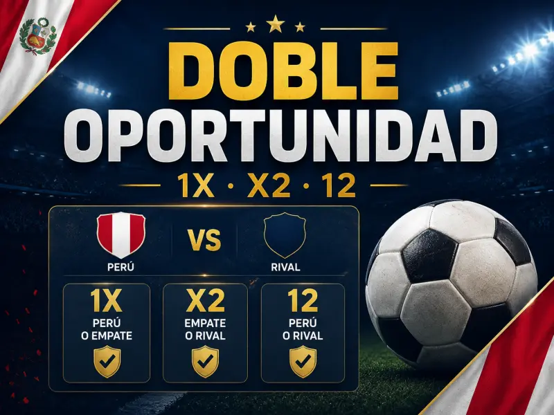 Mercado de doble oportunidad en fútbol con opciones 1X, X2 y 12