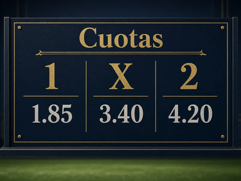Panel informativo de cuotas y mercados de fútbol antes de un partido