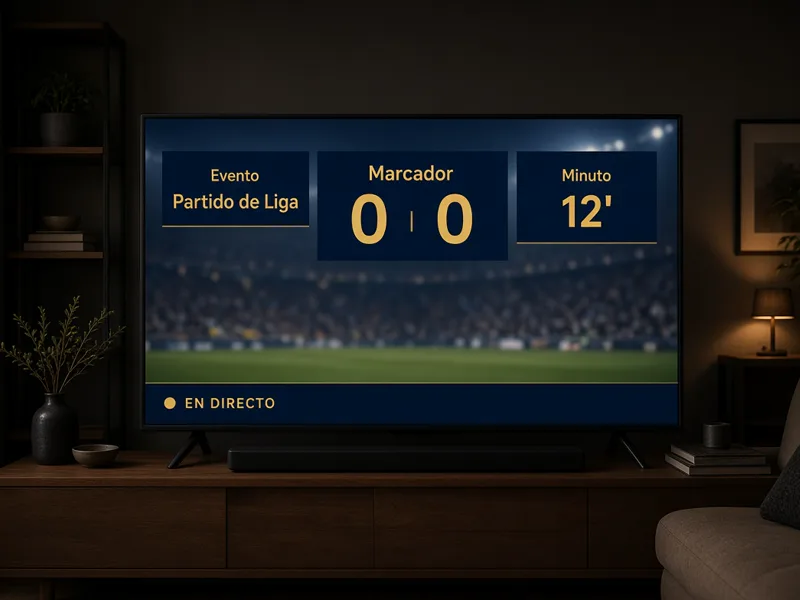 Pantalla de seguimiento de un partido de fútbol en vivo con marcador y mercados
