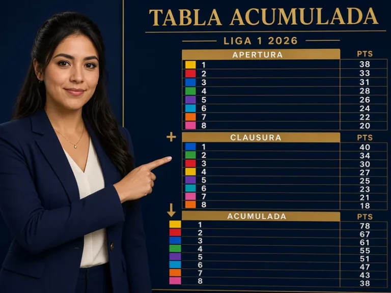 Tabla acumulada Liga 1 2026 con posiciones y puntos de la clasificación anual