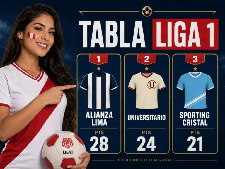 Tabla Liga 1 Perú con Alianza Lima Universitario y Sporting Cristal