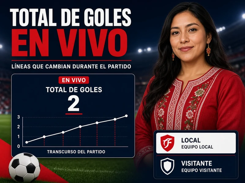 Total de goles en vivo con líneas que cambian durante un partido de fútbol