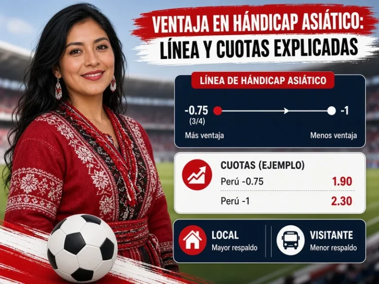 Ventaja de un equipo en hándicap asiático explicada con línea y cuotas