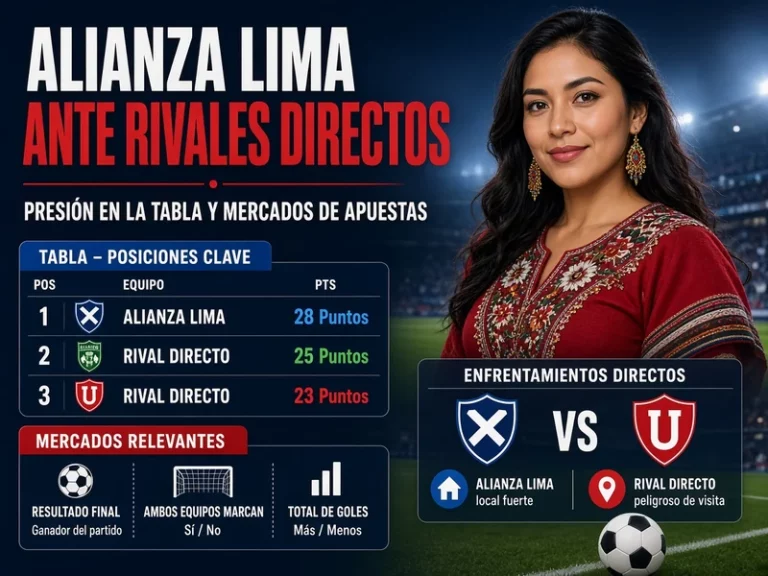 Alianza Lima ante rivales directos con tabla presión y mercados de apuestas