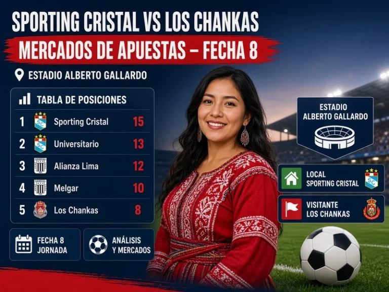 Sporting Cristal vs Los Chankas con mercados de apuestas de la Fecha 8 en el Alberto Gallardo