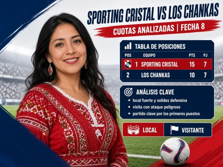 Cuotas Sporting Cristal vs Los Chankas analizadas antes de la Fecha 8