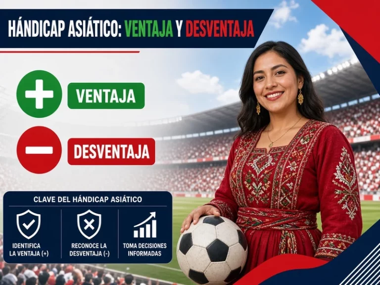 Signos positivo y negativo para identificar ventaja y desventaja en hándicap asiático