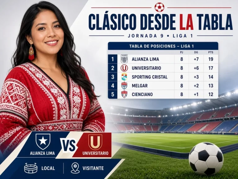 Clásico de la Fecha 9 Liga 1 entre Alianza Lima y Universitario visto desde la tabla