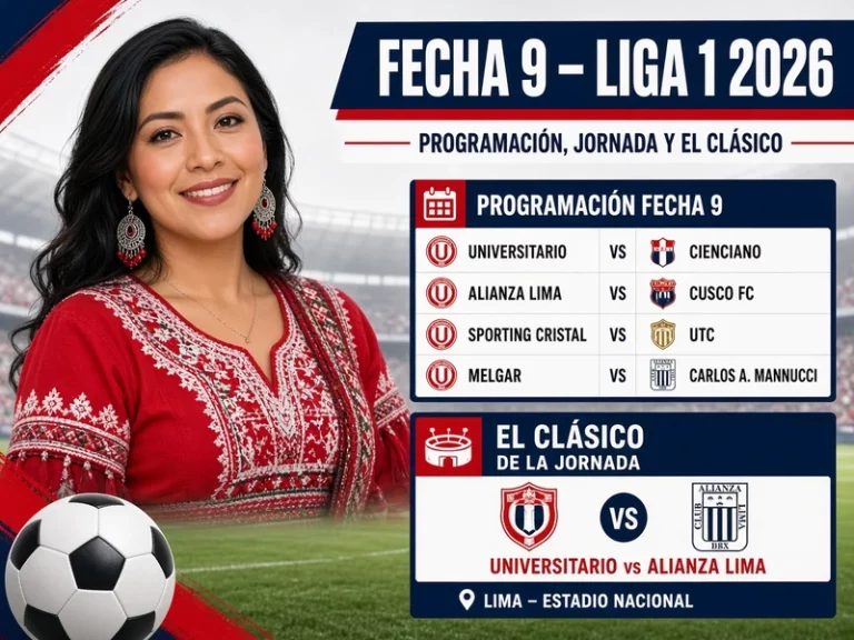 Fecha 9 Liga 1 2026 con programación de partidos y jornada del Clásico