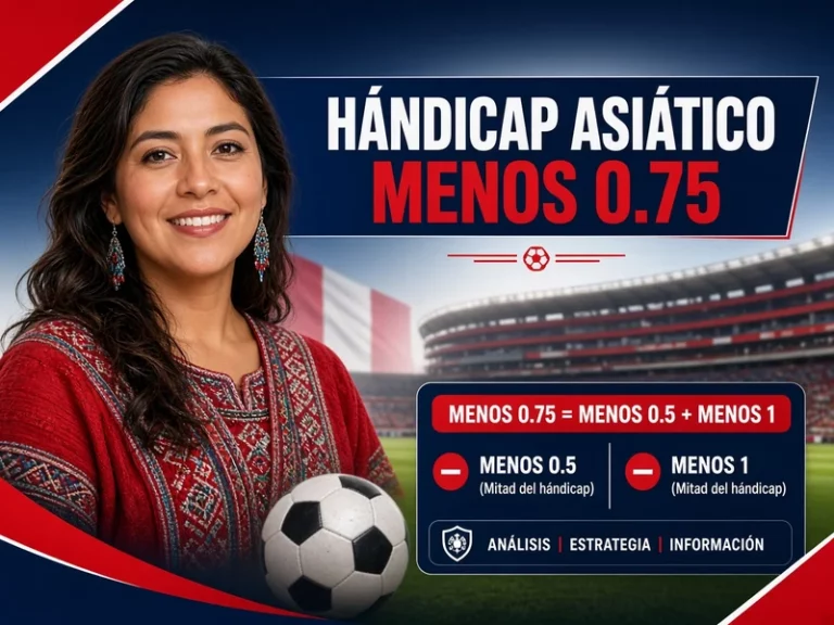 Ejemplo de hándicap asiático menos 0.75 dividido en menos 0.5 y menos 1
