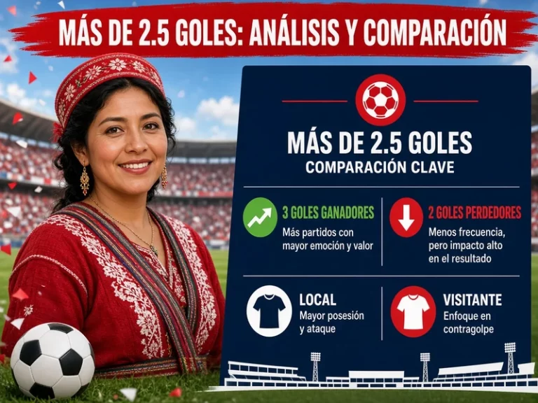 Comparación de Más de 2.5 goles con tres goles ganadores y dos goles perdedores