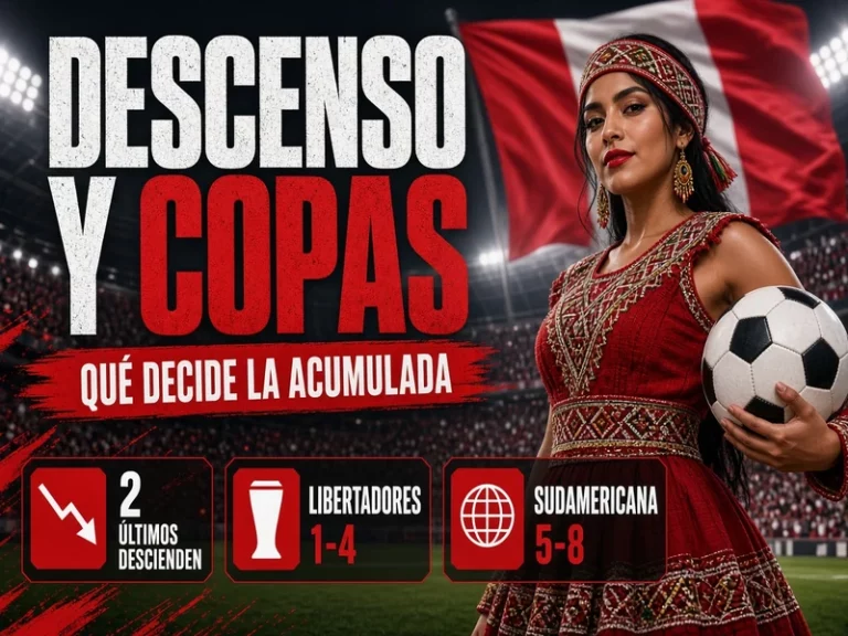 Tabla acumulada de Liga 1 usada para descenso y clasificación internacional