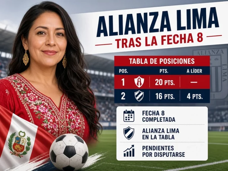 Alianza Lima en la tabla después de la Fecha 8 con posición puntos y distancia al líder pendientes