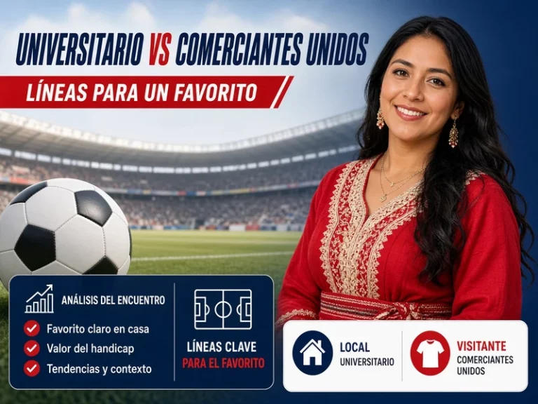 Hándicap Universitario vs Comerciantes Unidos con líneas para un favorito
